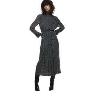 Zara Polk A Dot Print Midi Dress